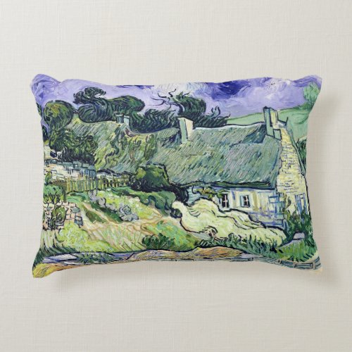Vincent van Gogh  Thatched cottages at Cordeville Decorative Pillow