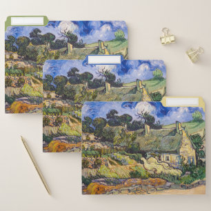 Vincent Van Gogh - Thatched Cottages at Cordeville File Folder