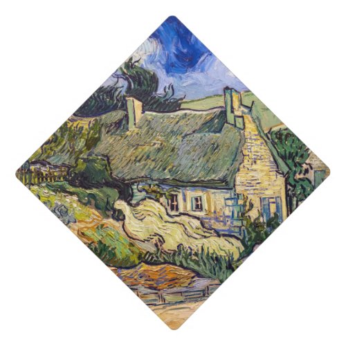 Vincent Van Gogh _ Thatched Cottages at Cordeville Graduation Cap Topper