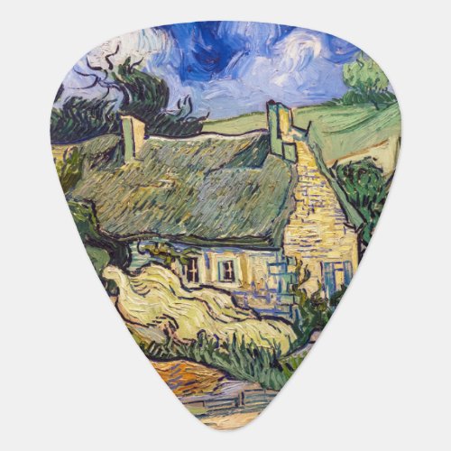 Vincent Van Gogh _ Thatched Cottages at Cordeville Guitar Pick