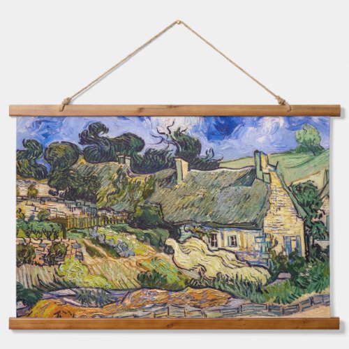 Vincent Van Gogh _ Thatched Cottages at Cordeville Hanging Tapestry