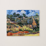 Vincent Van Gogh - Thatched Cottages At Cordeville Jigsaw Puzzle<br><div class="desc">This oil on canvas from 1890, painted after Van Gogh left the asylum in Saint-Remy and only a few weeks before his death, shows a landscape study of houses in the peaceful French countryside surrounded by swirling greenery and flowing clouds under a blue sky. Unlike similar stores, Art Lover's Cafe...</div>