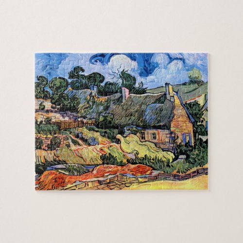 Vincent Van Gogh _ Thatched Cottages At Cordeville Jigsaw Puzzle
