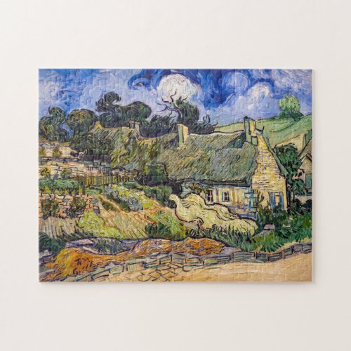 Vincent Van Gogh _ Thatched Cottages at Cordeville Jigsaw Puzzle
