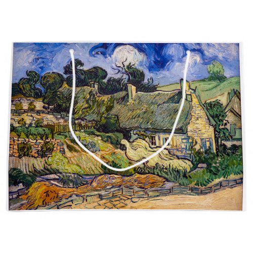 Vincent Van Gogh _ Thatched Cottages at Cordeville Large Gift Bag