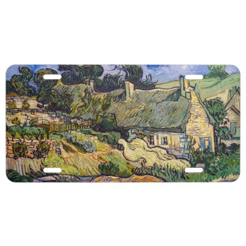 Vincent Van Gogh _ Thatched Cottages at Cordeville License Plate