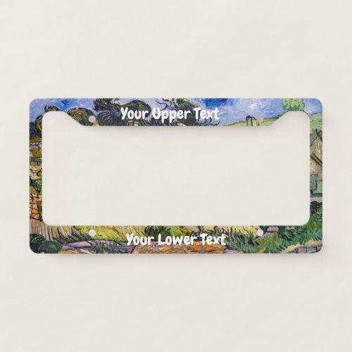 Vincent Van Gogh _ Thatched Cottages at Cordeville License Plate Frame