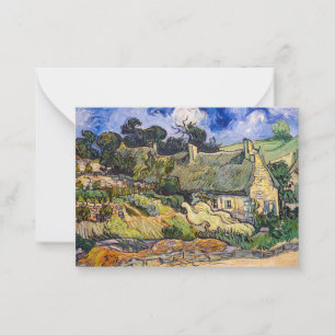 Vincent Van Gogh - Thatched Cottages at Cordeville Note Card