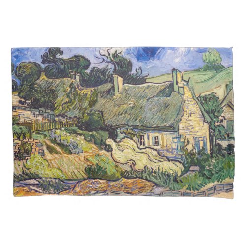 Vincent Van Gogh _ Thatched Cottages at Cordeville Pillow Case
