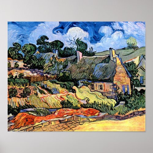 Vincent Van Gogh _ Thatched Cottages At Cordeville Poster