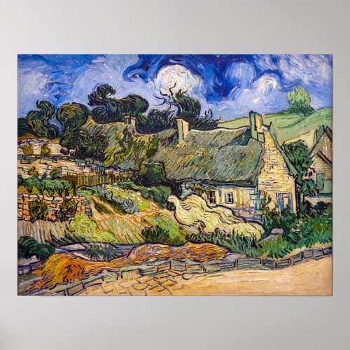 Vincent Van Gogh _ Thatched Cottages at Cordeville Poster