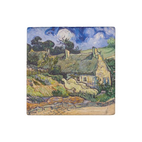 Vincent Van Gogh _ Thatched Cottages at Cordeville Stone Magnet