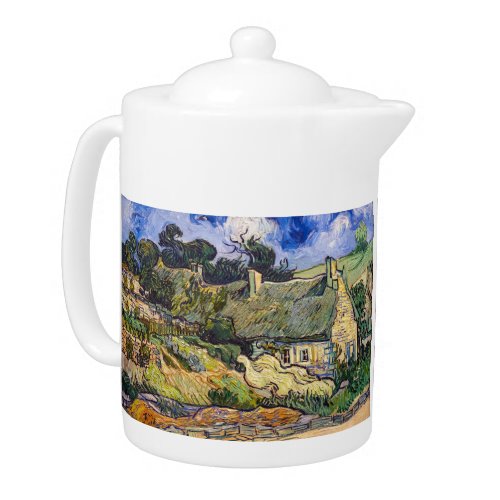 Vincent Van Gogh _ Thatched Cottages at Cordeville Teapot