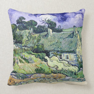 Vincent van Gogh   Thatched cottages at Cordeville Throw Pillow