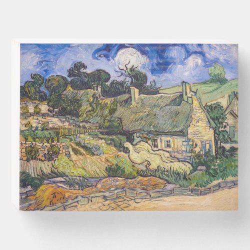 Vincent Van Gogh _ Thatched Cottages at Cordeville Wooden Box Sign