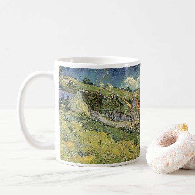 Vincent van Gogh - Thatched Cottages Coffee Mug (With Donut)