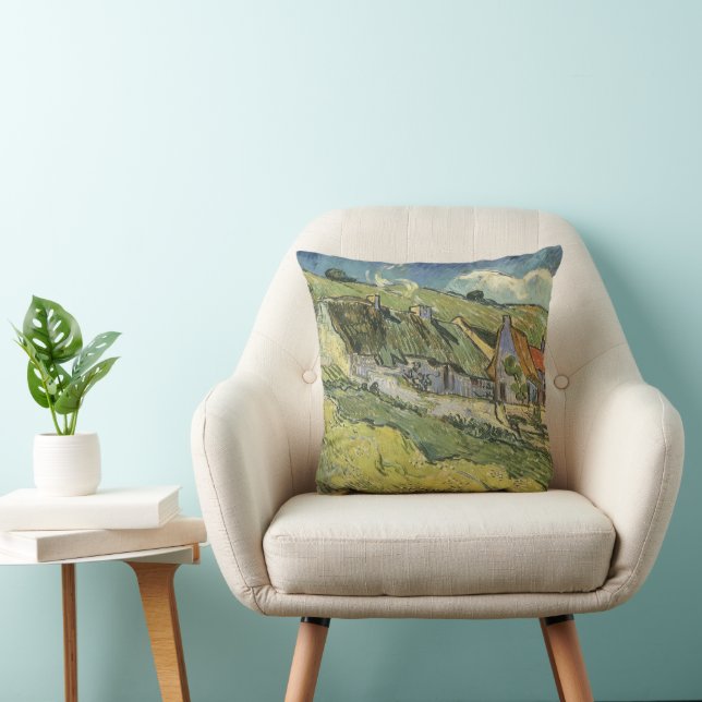 Vincent van Gogh - Thatched Cottages Throw Pillow (Chair)