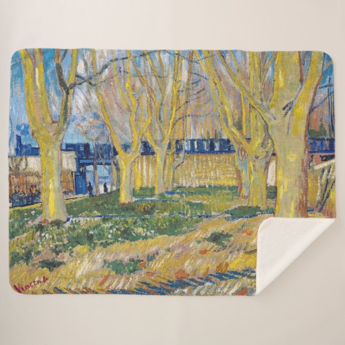Vincent van Gogh _ The Blue Train Sherpa Blanket