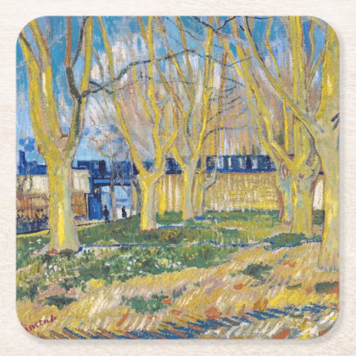 Vincent van Gogh _ The Blue Train Square Paper Coaster