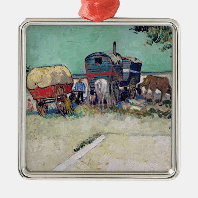 Vincent van Gogh | The Caravans, Gypsy Encampment Metal Ornament (Front)