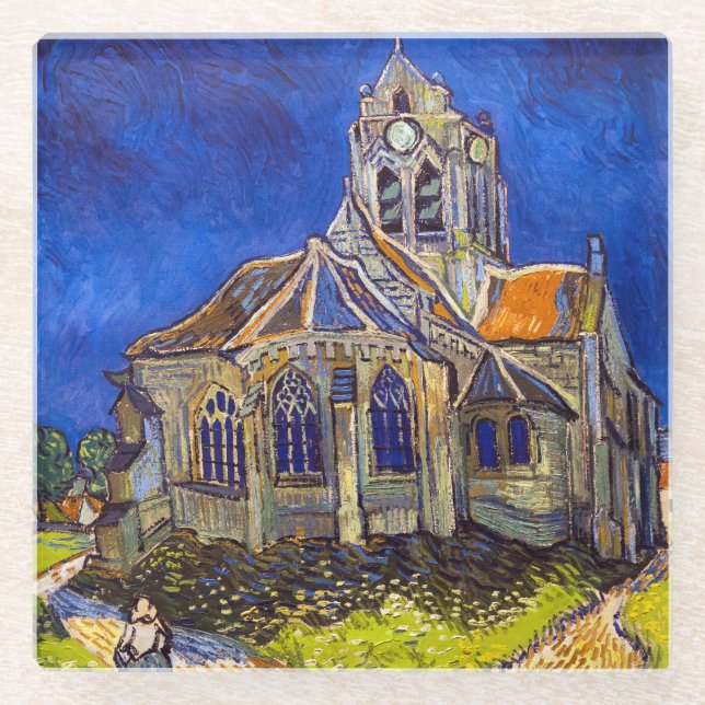 Vincent van Gogh - The Church at Auver Glass Coaster (Front)