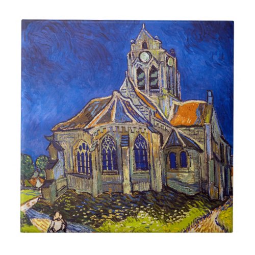 Vincent van Gogh _ The Church at Auvers Ceramic Tile