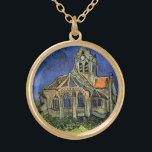 Vincent van Gogh - The Church at Auvers Gold Plated Necklace<br><div class="desc">The Church at Auvers (1890) by Vincent van Gogh is a vintage Post Impressionism fine art architectural religious painting. A woman walking along a path towards the village chapel with beautiful stained glass windows. A daily life architecture scene. About the artist: Vincent Willem van Gogh (1853-1890) was a Post Impressionist...</div>