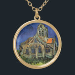 Vincent van Gogh - The Church at Auvers Gold Plated Necklace<br><div class="desc">The Church at Auvers (1890) by Vincent van Gogh is a vintage Post Impressionism fine art architectural religious painting. A woman walking along a path towards the village chapel with beautiful stained glass windows. A daily life architecture scene. About the artist: Vincent Willem van Gogh (1853-1890) was a Post Impressionist...</div>