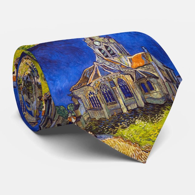 Vincent van Gogh - The Church at Auvers Neck Tie (Rolled)