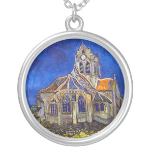 Vincent van Gogh - The Church at Auvers Silver Plated Necklace