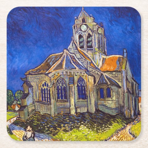 Vincent van Gogh _ The Church at Auvers Square Paper Coaster