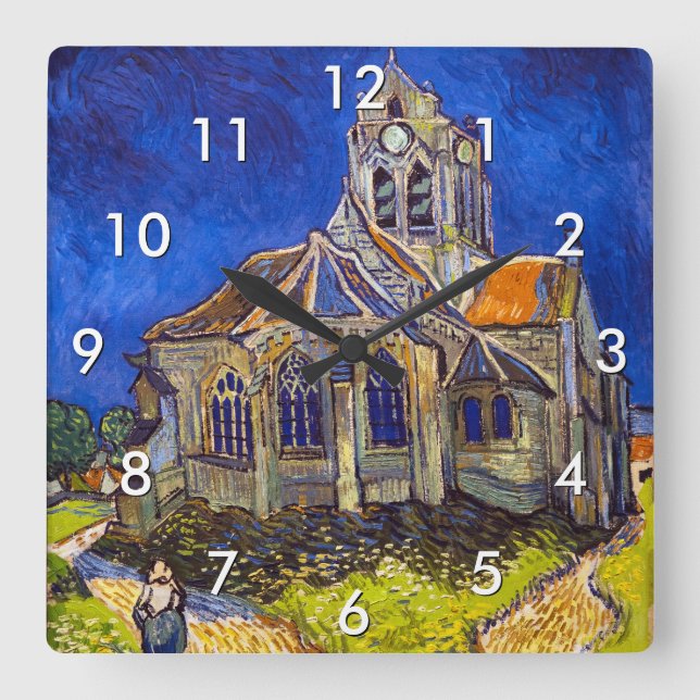 Vincent van Gogh - The Church at Auvers Square Wall Clock (Front)