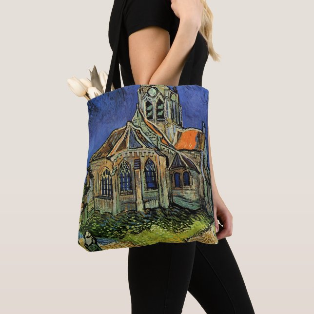 Vincent van Gogh - The Church at Auvers Tote Bag (Close Up)