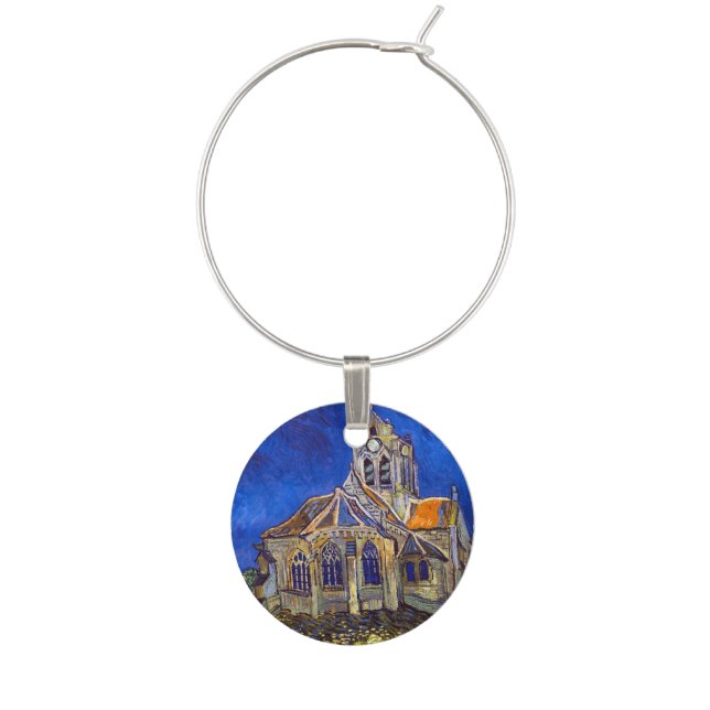 Vincent van Gogh - The Church at Auvers Wine Charm (Front)