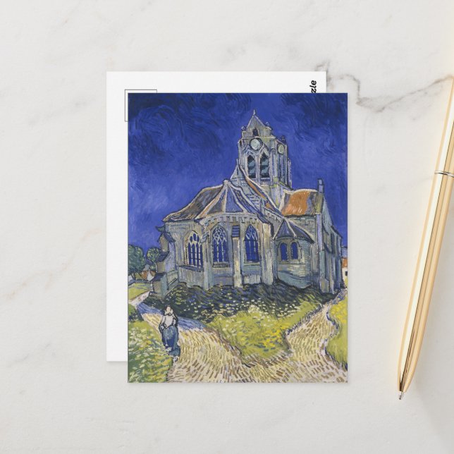 Vincent Van Gogh, The Church in Auvers Postcard (Front/Back In Situ)