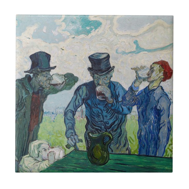 Vincent van Gogh - The Drinkers, after Daumier Ceramic Tile (Front)