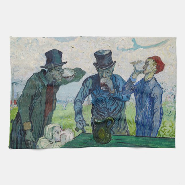 Vincent van Gogh - The Drinkers, after Daumier Kitchen Towel (Horizontal)