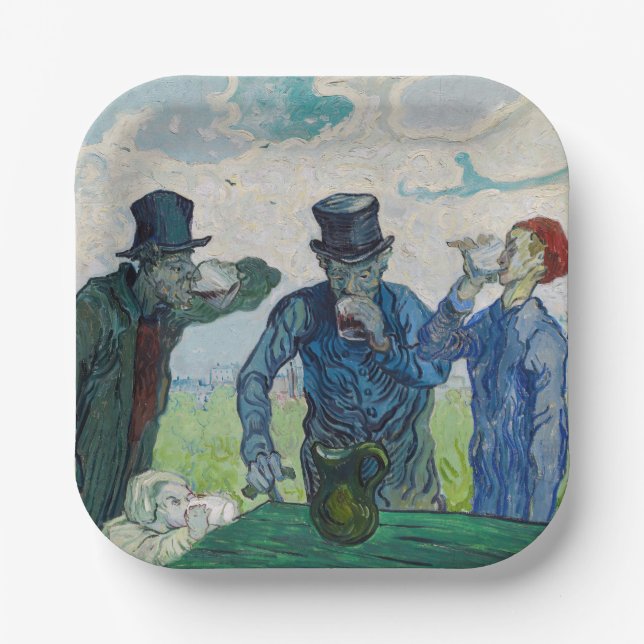 Vincent van Gogh - The Drinkers, after Daumier Paper Plates (Front)