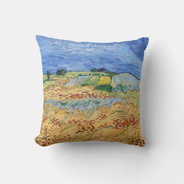 Vincent van Gogh - The fields / Plain at Auvers Throw Pillow (Front)