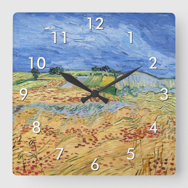 Vincent van Gogh - The Fields / Wheat Fields Square Wall Clock (Front)