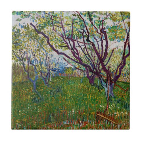 Vincent van Gogh _ The Flowering Orchard Ceramic Tile