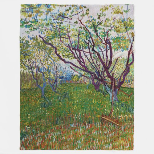 Vincent van Gogh _ The Flowering Orchard Fleece Blanket
