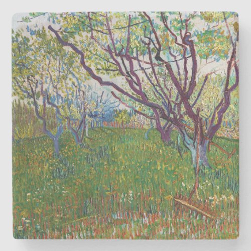 Vincent van Gogh _ The Flowering Orchard Stone Coaster