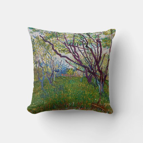 Vincent van Gogh _ The Flowering Orchard Throw Pillow
