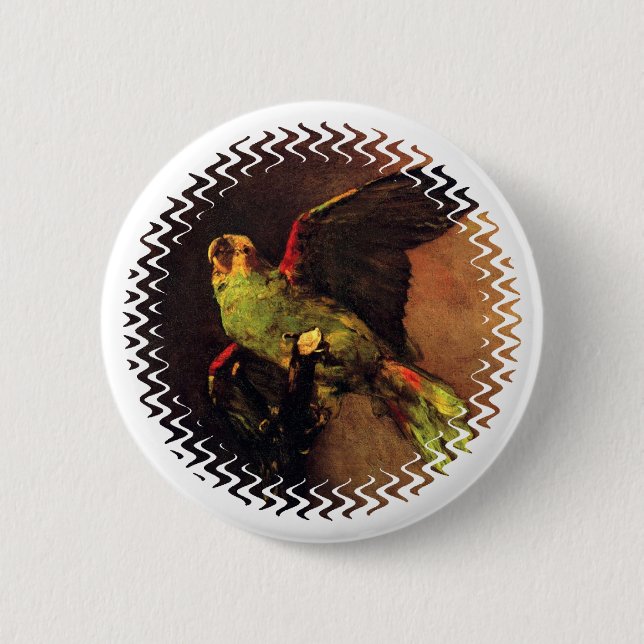Vincent Van Gogh - The Green Parrot Bird Lover Art Button (Front)