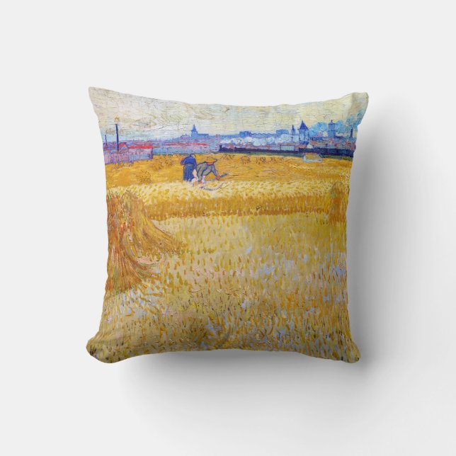 Vincent van Gogh - The Harvesters Throw Pillow (Front)