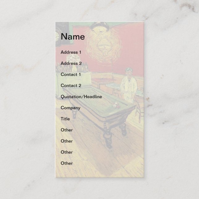 Vincent Van Gogh - The Night Cafe Fine Art Business Card (Front)