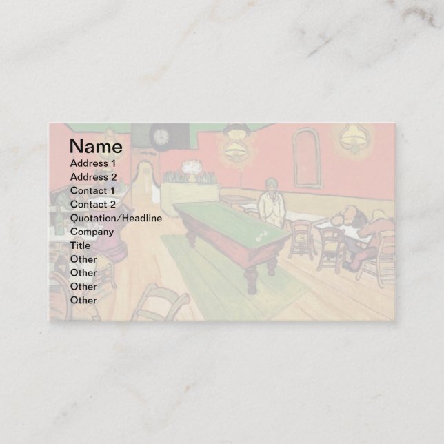 Vincent Van Gogh - The Night Cafe In Arles Business Card (Front)