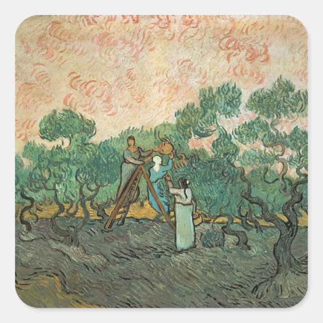 Vincent van Gogh | The Olive Pickers, Saint-Remy Square Sticker (Front)