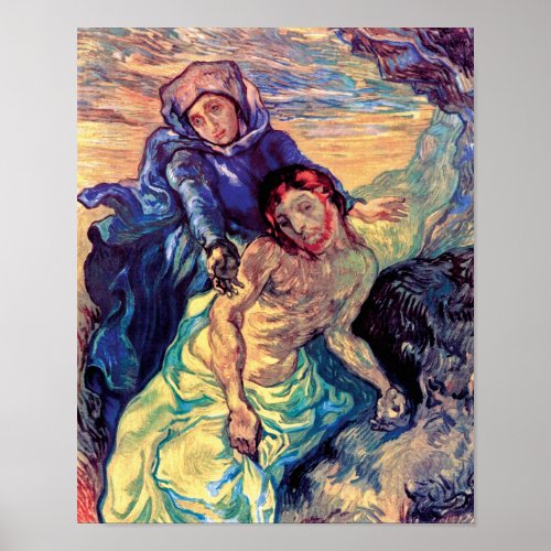 Vincent Van Gogh _ The Pieta _ Jesus  Virgin Mary Poster